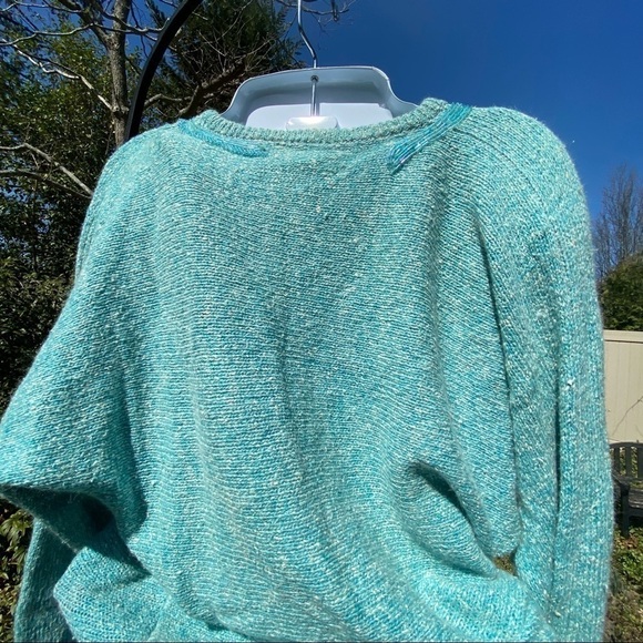 RAOUL Vintage 80s beaded suit in aqua. Beading embellishments sparkle. Snazzy. - Picture 4 of 15